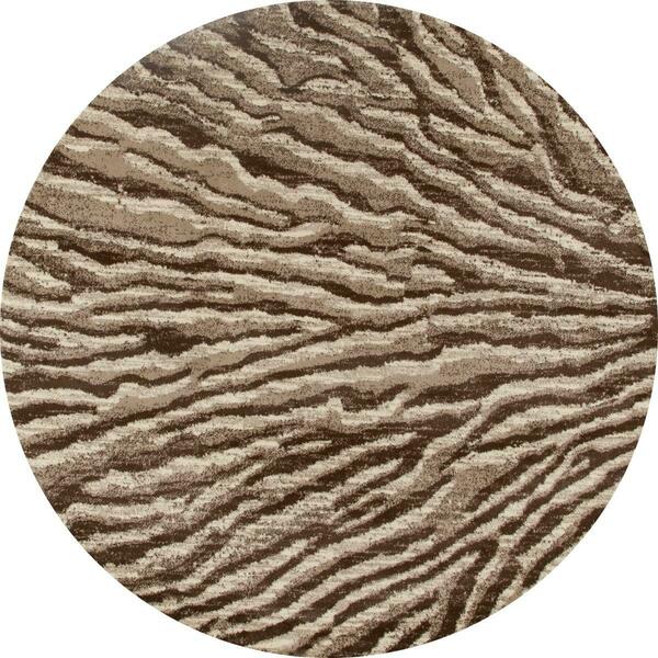 Art Carpet 8 Ft. Troy Collection Ripple Woven Round Area Rug, Beige 26082